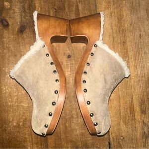 Charles David Suede Clogs Sz 10 Dutch Clean Girl Aesthetic Amsterdam Block Heel